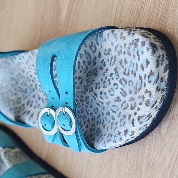 Mephisto Turquoise Leather Sandals Made In France Size 38 - Picture 8 of 15